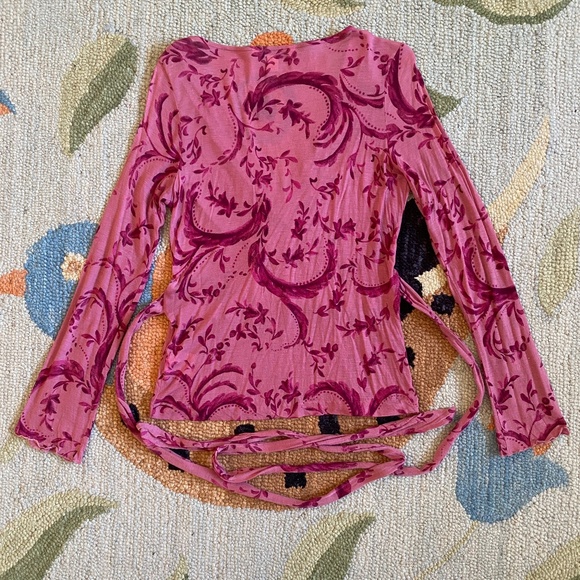 Banana Republic I Y2K I Pink Raspberry Faux Wrap Printed Top & Cami - Picture 5 of 16